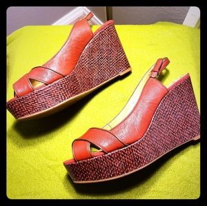 Red Nine West Wedges